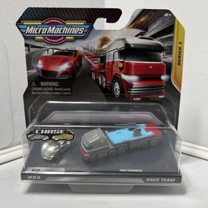 Micro Machines Series 1 Chase Race Team #3 Silver GT-7 w/Transporter New Sealed - Picture 1 of 4