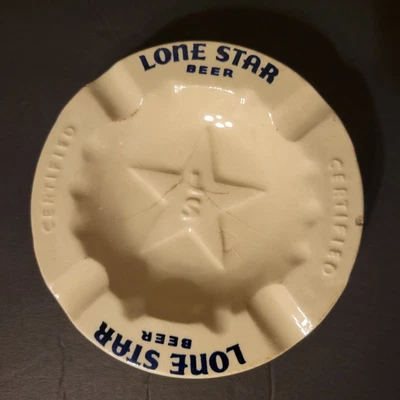 Cenicero Vintage Cerveza Estrella Solitaria "Certificado" Crema Cerámica 6" Diámetro Foto 1 de 4