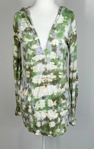 Soft Surroundings Pullover Hoodie Top V Neck Top Sz S Bell Sleeve Tie Dye Green - Picture 1 of 10