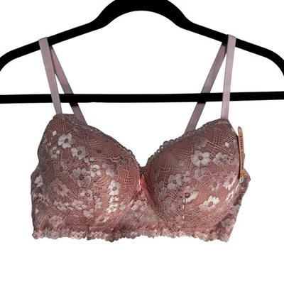 Pink Lover 36B Lace Floral Padded Underwire Bra Pink Style 6673 - Image 1 of 4