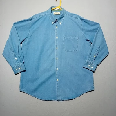 Orvis Denim Shirt Mens Large blue cotton worker quality Jacket chore Button Down - Image 1 of 4