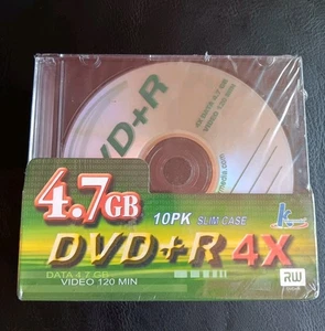 Khypermedia DVD+R 4X Recordable DVD Disc 10 Pack Slim Case 4.7GB 120 Min New - Picture 1 of 6