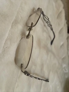 vintage Women’s rimless eyeglasses, Hinged Ear Pieces Scroll Design Rinestones - Picture 1 of 7