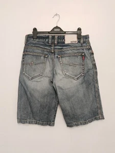 Pantaloncini corti uomo denim ricamati W32 pantaloncini strappati effetto invecchiato - Foto 1 di 6