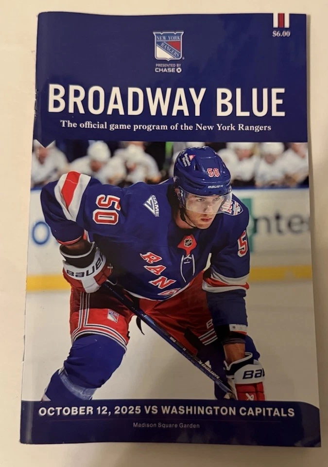 New York Rangers 100º Centenario Año vs. Programa Capitales Washington 10/12/25 Foto 1 de 1