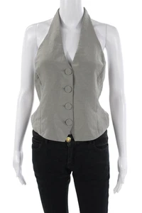 Heartloom Womens Halter Button Down Smocked Back Lyanna Vest Pebble Gray Size M - Picture 1 of 6