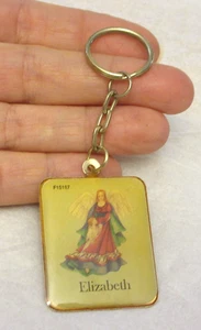 Vintage katholischer Schlüsselanhänger Schutzengel Elisabeth signiert - Bild 1 von 3