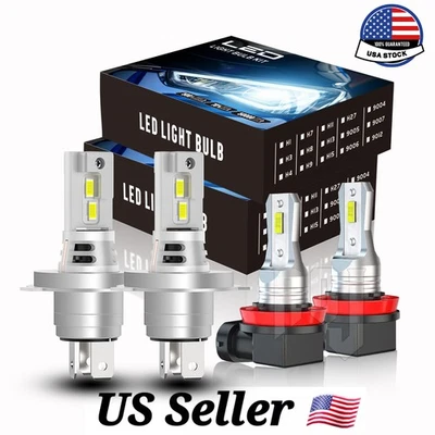 For Toyota Hiace Van 2006-2023 White LED Headlight Hi/Lo+Fog Lights Bulbs Combo - Image 1 of 4