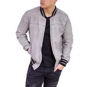 Herren Lederjacke College grau Größe XL - Bild 1 von 2