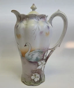 Antikes RS Preußen Schokoladenset Topf mit Schwänen | Deko Krug / Vase - Bild 1 von 20