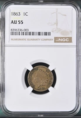1863 Indian Head Cent - NGC AU-55  - Image 1 of 3