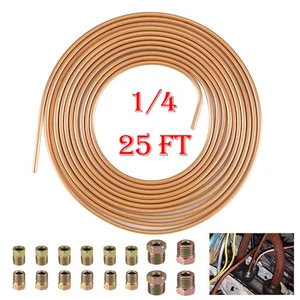 Kit de tubería de línea de freno de níquel de cobre de 25 pies rollo de bobina 3/16 OD accesorios de todos los tamaños EE. UU. - Imagen 1 de 12