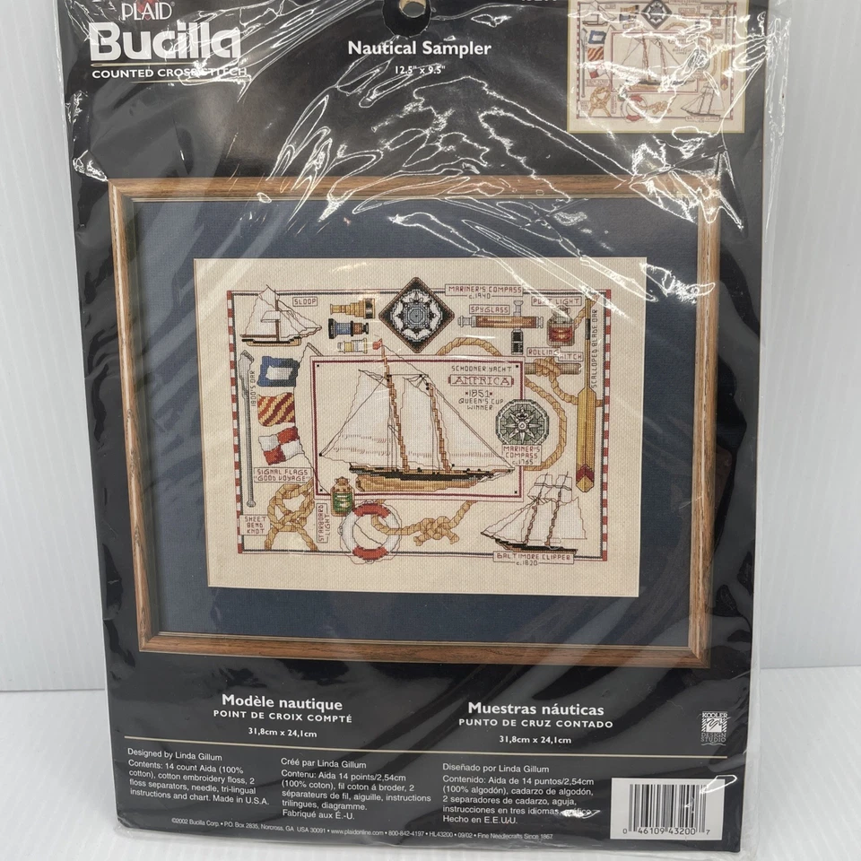 BUCILLA Counted Cross Stitch Kit NAUTICAL SAMPLER 43200 12.5" X  9.5"  NEW 2002 - Image 1 of 1