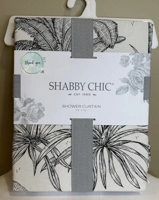 Shabby Chic Cloth Shower Curtain White Black Palms Cheetah Money Tropical72 X 72 - Image 1 of 4