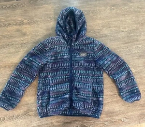 Kids Eddie Bauer Sherpa Jacket - M (10/12), Blue/Purple, Hooded Full-Zip Fleece - Picture 1 of 15