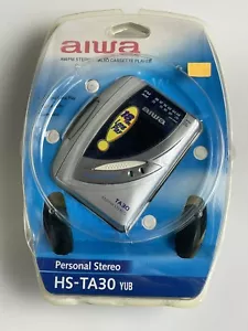 Vintage Aiwa Cassette Player HS-TA30 New Sealed NOS Headphones Bass Boost Silver - Picture 1 of 6