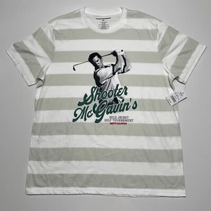 HAPPY GILMORE - T-SHIRT TEE HERREN Large WEISS gestreift MCGAVIN GRAFIKDRUCK NEU MIT ETIKETT - Bild 1 von 4