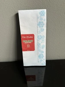 NEW Christmas Holiday Premium Envelopes BLUE SNOWFLAKES 35 Per Pack SEALED - Picture 1 of 2
