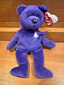 1997 Ty Princess DIANA Beanie Babies Purple Bear (China, Early Edition, Book Tg) - Bild 1 von 12