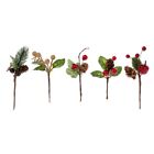 3X(15 Teilige Rote Weihnach en- und Tannen Zapfen Picks mit Stech Zweigen
