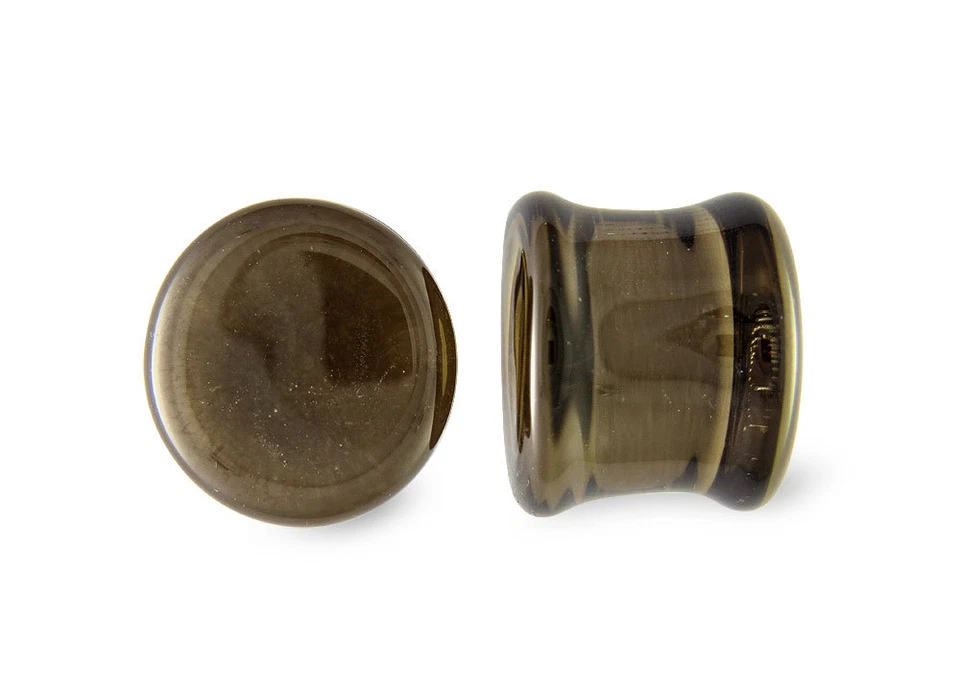 Par de medidores de tapones planos de vidrio de cal y soda ahumada Foto 1 de 1