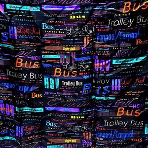 1990s Dallas Area Rapid Transit Authority DART 100% Silk Graphic Logo Scarf Bus - Picture 1 of 9