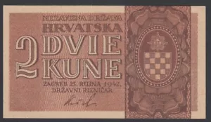 Croatia 2 Kuna 1942 AU-UNC P. 8, Banknote, Uncirculated - Picture 1 of 2