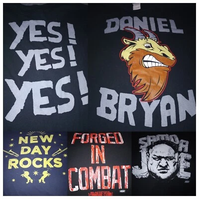 Lote De 4 Camisas Auténticas WWE Daniel Bryan Samoa Joe Nuevo Día BCC XL AEW ROH TNA Foto 1 de 4
