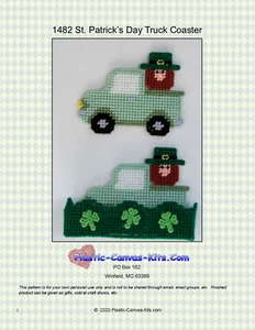 St. Patrick's Day Leprechaun Truck Coaster Set-Plastic Canvas Pattern or Kit - Picture 1 of 1