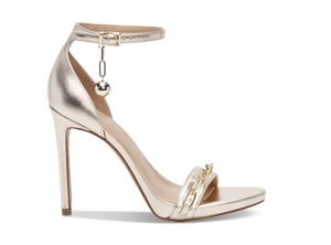 New MATEO FOR INC Womens Golden Ankle Strap Chain Stiletto Heel Sandal sz 10 - Picture 1 of 10