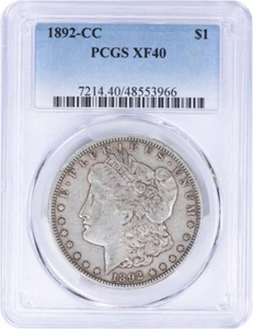 1892-CC Morgan Silver Dollar EF40 PCGS - Picture 1 of 4