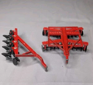 Vintage Ertl Co. Metal Red Farm Disc Harrow Plow Cultivator - Afbeelding 1 van 10