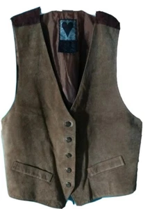 Chaleco Rockabilly Doble Control Solo Para Ella Talla Mediana Cuero Tostado y Nylon Paisley - Imagen 1 de 7