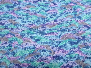 3- Yds x 42 In Cotton Fabric Blue Green Purple Paint Pattern Painting (144) - Picture 1 of 4