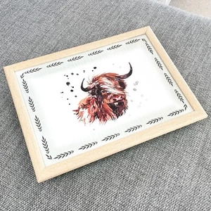 Lap Tray for Eating Serving  TV Dinner Cushioned Bean Bag Highland Cow Gifts - Picture 1 of 7