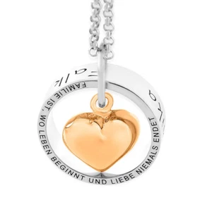 Cadena con nombre joyería familiar anillo grabado corazón rosa dorado regalo mamá - Imagen 1 de 4