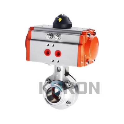 1-1/2" Φ38 Sanitary Tri-Clamp Silicone Pneumatic Butterfly Valve Stainless 316 - Image 1 of 4