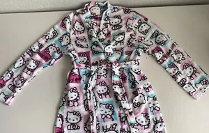 Sanrio Hello Kitty weicher Plüsch kurzer Morgenmantel mit Gürtel Damen Gr. XL mit Taschen NEU - Bild 1 von 11
