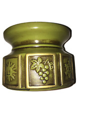 Vintage Mid Century Modern Ceramic Candle Holder Avocado Green Japan Embossed