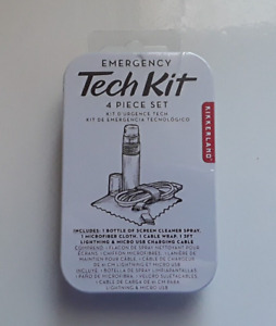 Kikkerland Emergency Tech Kit 4 Piece Set in Metal Tin Cable included NIB