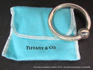 VINTAGE TIFFANY & CO STERLING SILVER BABY RATTLE Teething Ring 2.25" - Picture 1 of 4