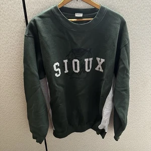 Sudadera De Colección Años 90 Dakota del Norte Lucha Sioux Hockey Bordada Verde Grande - Imagen 1 de 7