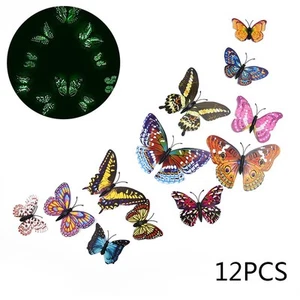 PVC Schmetterling Mauer Aufkleber Kreativ Glow In The Dark Selbstklebend - Picture 1 of 24