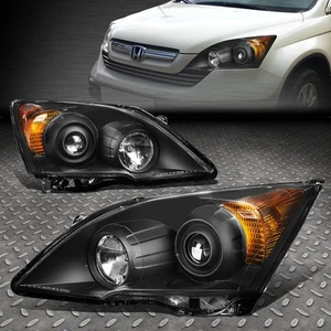 FOR 2007-2011 HONDA CRV BLACK HOUSING AMBER CORNER PROJECTOR HEADLIGHT/LAMP SET - Picture 1 of 6