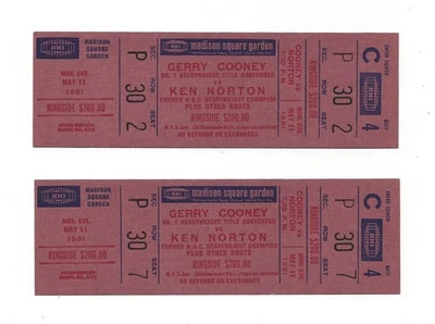 Gerry COONEY Ken NORTON 1981 Heavyweight Boxing UNUSED Real TICKET -- NOT PROOF - Image 1 of 2