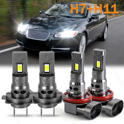For Jaguar XF 2009-2011 6000K LED Headlight Combo High Low Beam 4x Bulbs Kit - Image 1 of 4