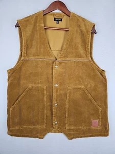 Fender & Brixton Corduroy Vest Men’s Medium Brown Snap Front 100% Cotton Preppy - Picture 1 of 8
