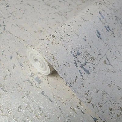 Modern Faux Cork industrial beige off white gold silver Wallpaper - Image 1 of 4