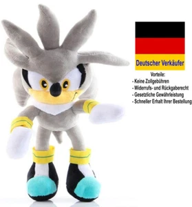 C24 - Plüschtier Sonic Hedgehog Silver Plüsch Figur Kuscheltier Stofftier 28 cm