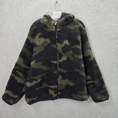 PINK Victoria's Secret Women Sweatshirt L Green Camo Reversible Full Zip Hoodie - Image 1 of 4